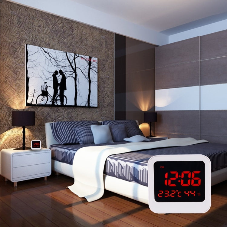 Sveglia digitale da tavolo con retroilluminazione a LED con display di ora, data, temperatura e umidità, 11.6x10.8x4.6cm Sveglia digitale da tavolo con retroilluminazione a LED con display di ora, data, temperatura e umidità, 11.6x10.8x4.6cm